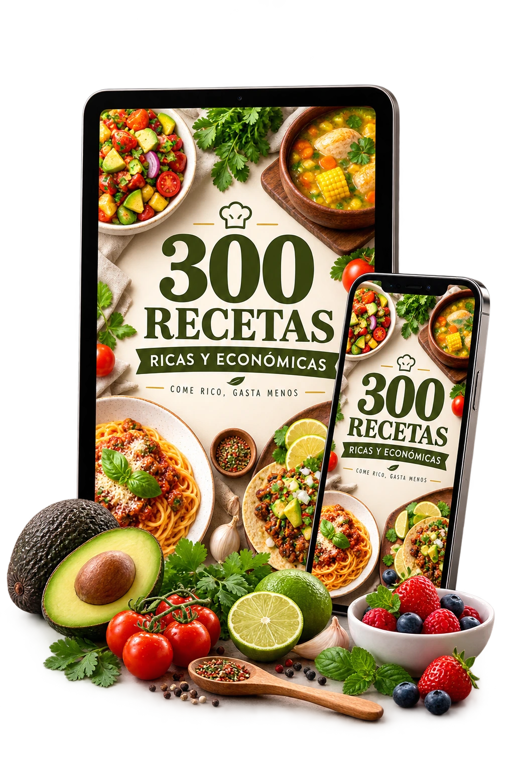 Mockup 300 Recetas Ricas y Económicas
